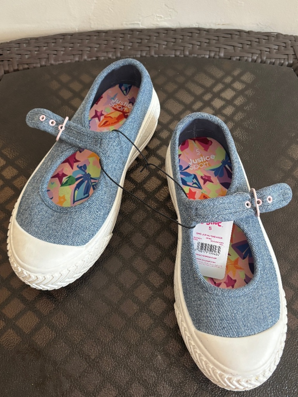 Justice Girl's Denim Mary Jane Casual Platform Shoes Size 5